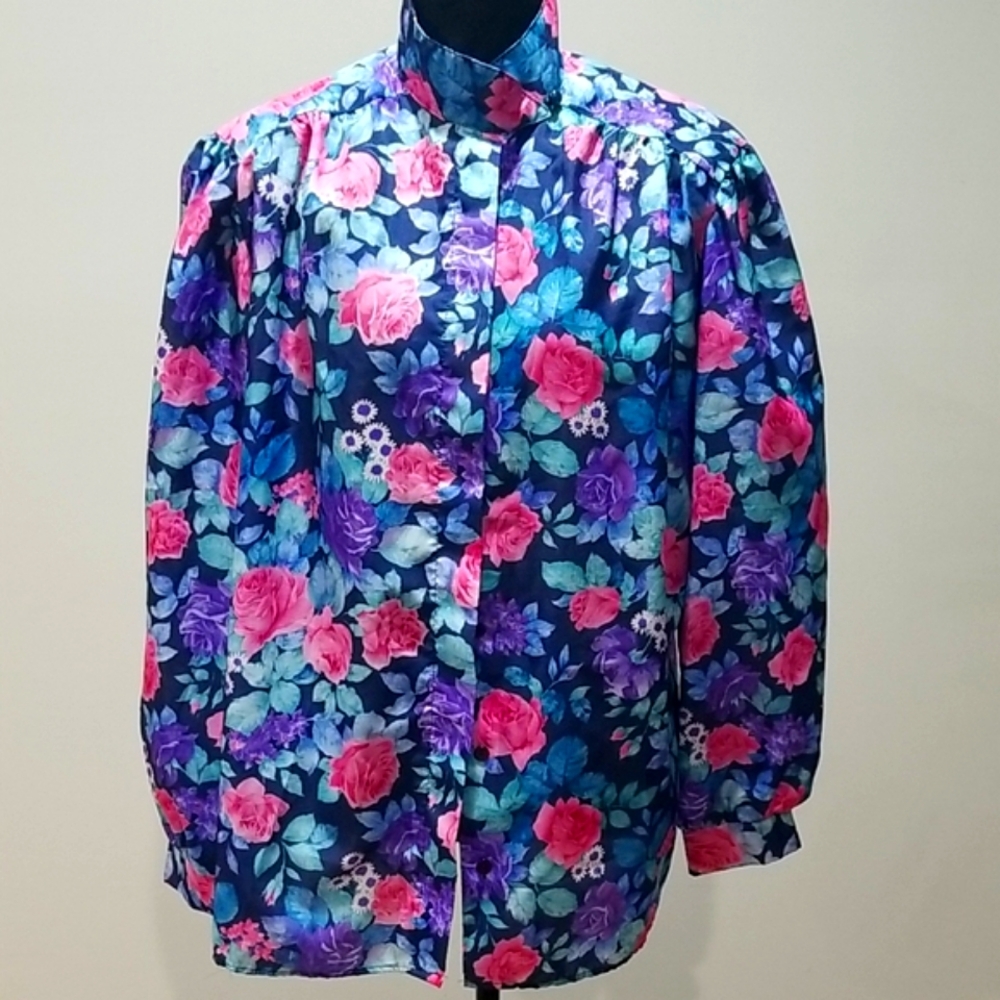 Floral Button Down Shirt - Pink and Purple